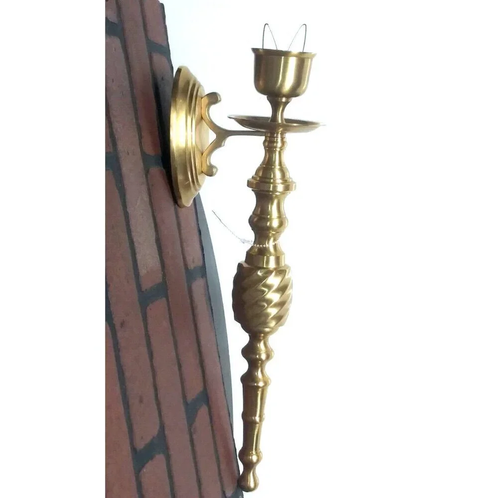 Pier 1 Brass Candle Holder SOLID BRASS Sconce Wall Mount Vintage India NEW